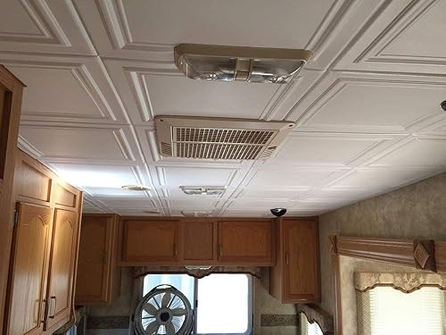 Vista 15 de À LA MAISON CEILINGS R24 Line Art Azulejo de Techo de Espuma con Adhesivo (21.6 pies cuadrados/Caja), Paquete de 8, Blanco Liso