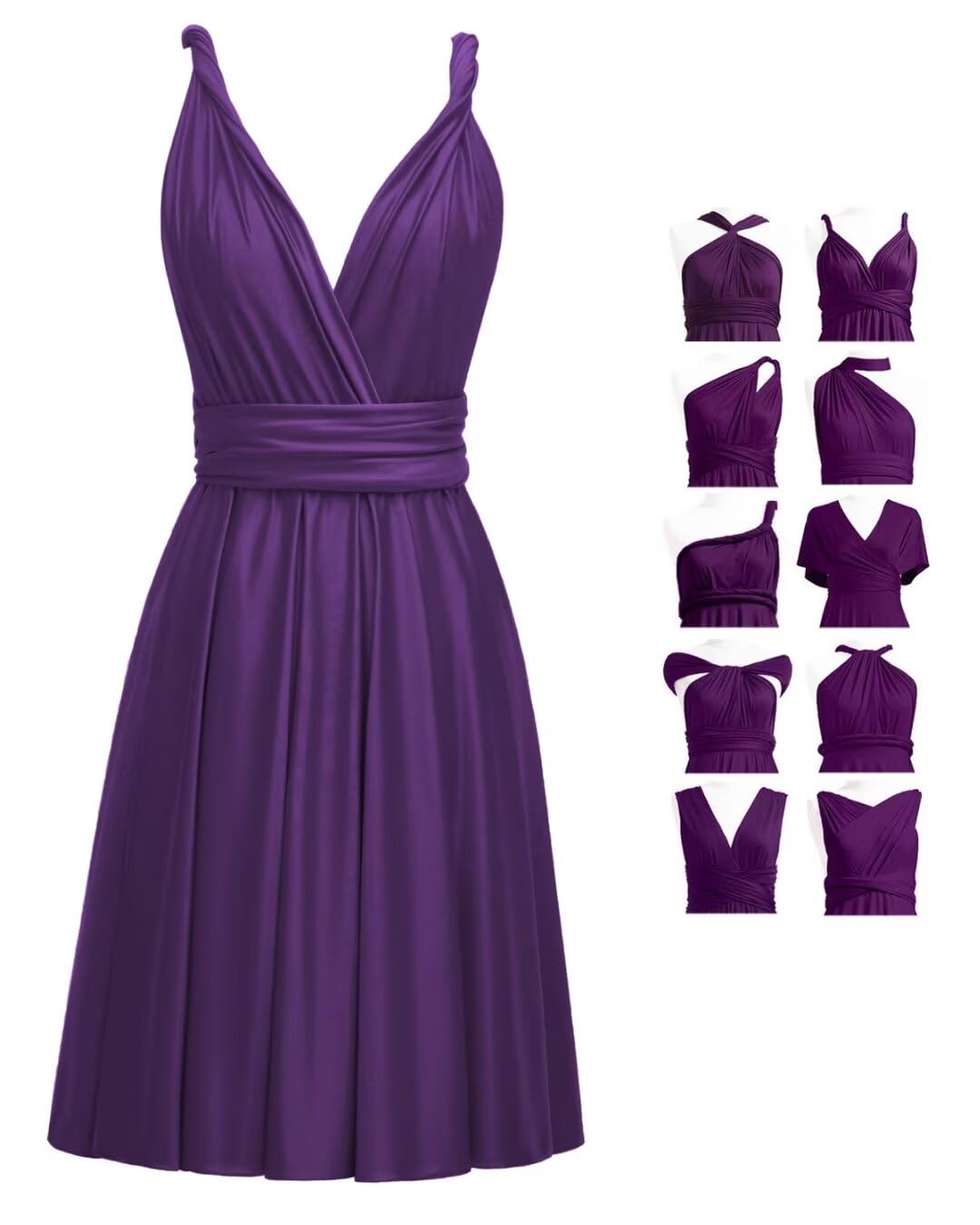 Short Infinity Dresses for Bridesmaids with Bandeau Convertible Transformer Multiway Twist Wrap Bridesmaid Dresses