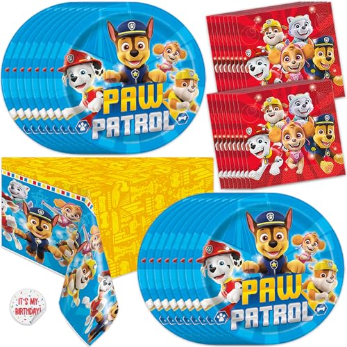 Paw Patrol Birthday Decorations for Party - Tablecloth, Plates and Napkins