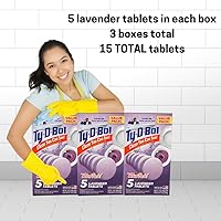 Vista 5 de Slow Release Toilet Bowl Cleaner Ty-D-Bol Toilet Bowl Cleaner Tablets Lavender Toilet Drop Ins 15 Total Tablets Bundle with 1 Pack of Rubber