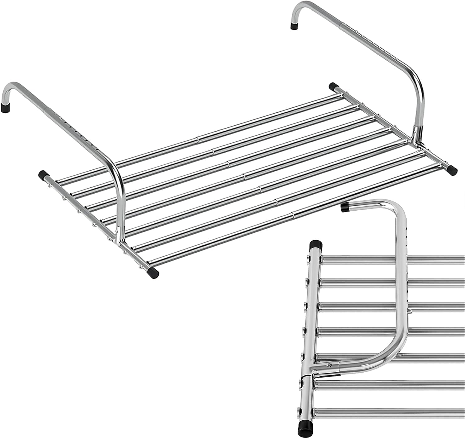 Laundry Rack Clothes Drying Racks Retractable Folding Indoor Outdoor Stainless Steel Clothes Hanger Rack, Space Saver Laundry Rack for Balcony Railings Windowsill Warm li