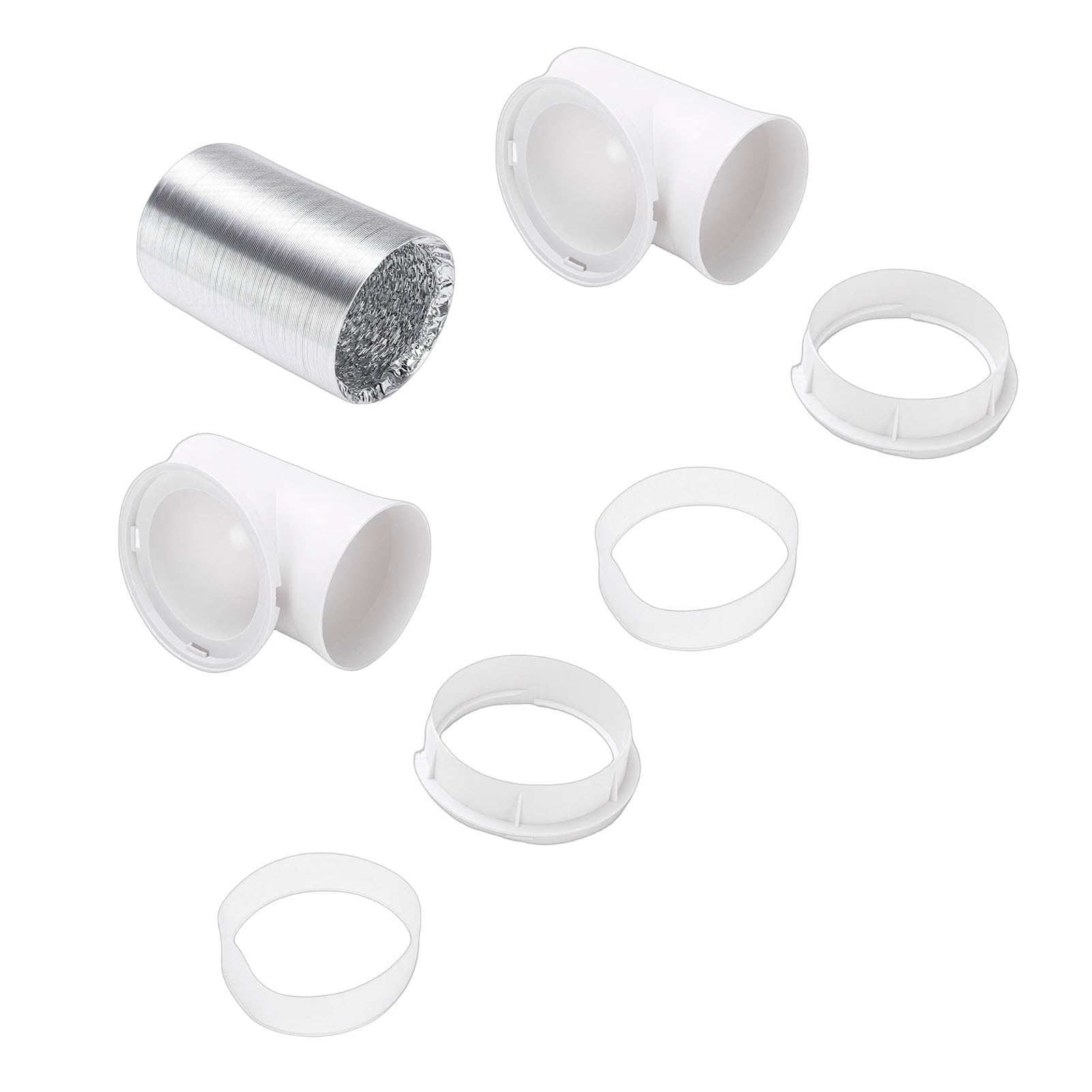 Kit de Manguera de Ventilación para Secadora en Espacios Reducidos, Sellado Fuerte, Fácil Instalación, Diseño Profesional para Seguridad en el Hogar, PVC, Aluminio, Blanco, para Ventilación