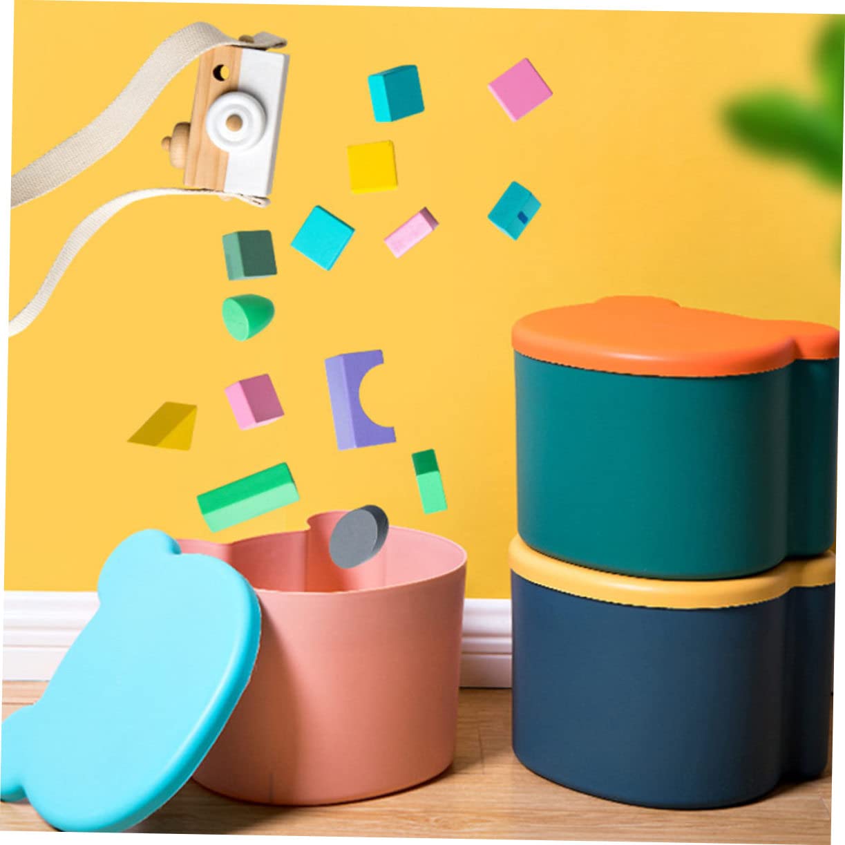 YARNOW 1 Pieza Caja de Almacenamiento Infantil Forma de Caricatura de Almacenamiento Adorable para Juguetes Cubo de Almacenaje Color Azul para Organización de Habitaciones