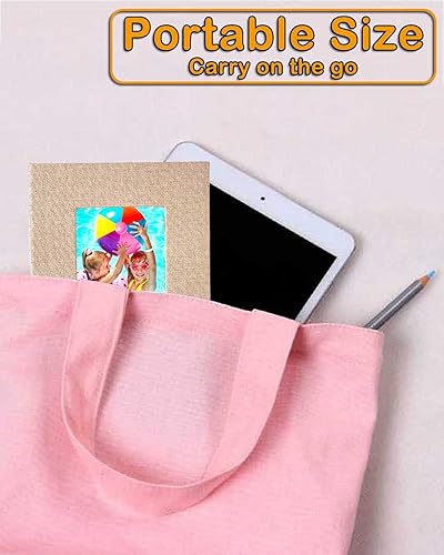 Miniatura 5 de Álbum de fotos pequeño de 4 x 6 pulgadas, páginas transparentes, cubierta de lino con ventana frontal, paquete de 2, cada álbum pequeño con