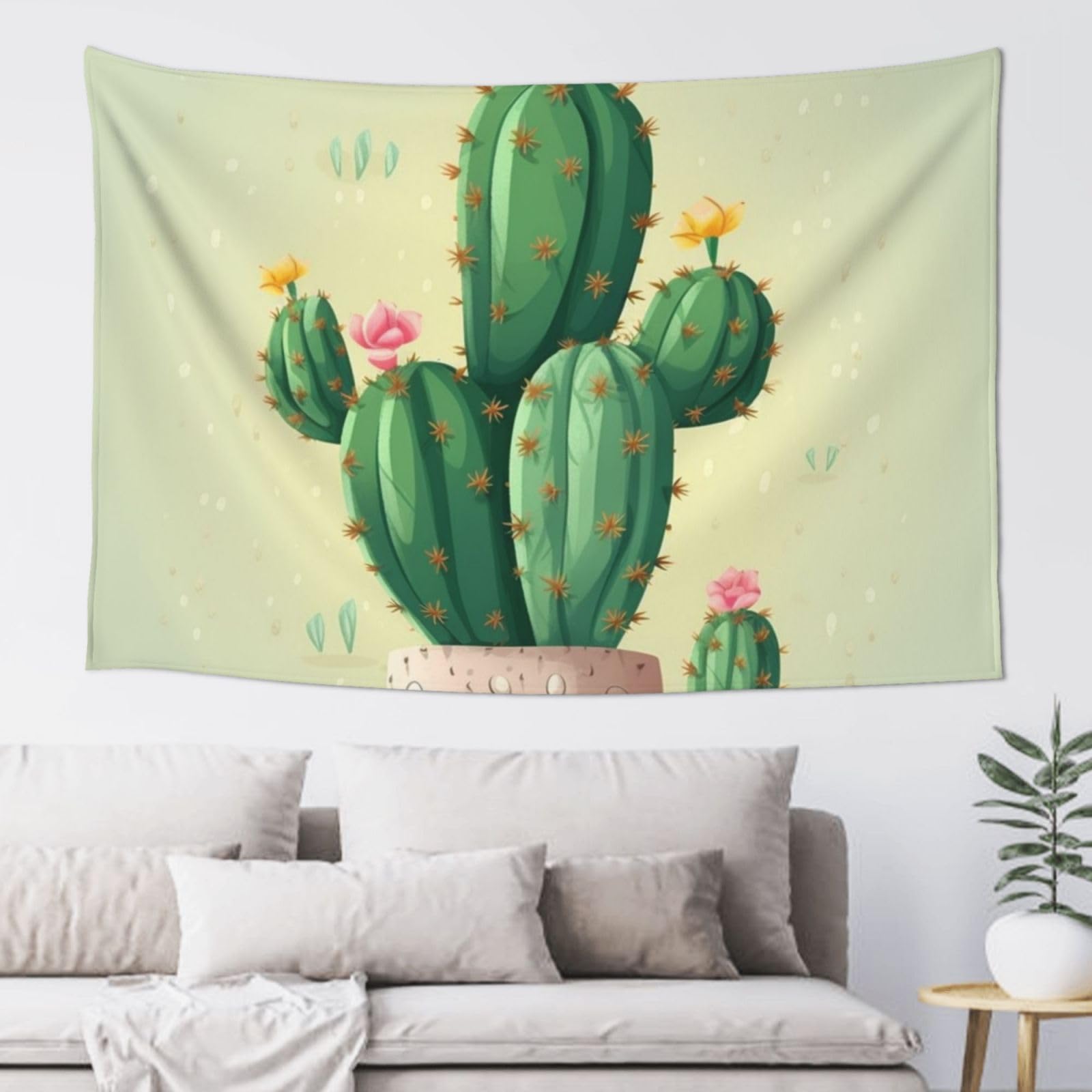 Fodpand Black Cute Cactus Tapestry Dorm Decor, Party Backdrop Aesthetic Tapestries Wall Hanging Banner For Bedroom, Modern Wall Art Poster Blanket, Home Decor Wall Tapestry 60"X40"