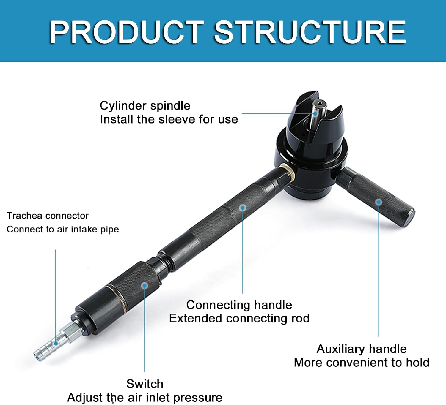 Handheld Chiseling Machine, Pneumatic Concrete Chiseling Hammer, Working Pressure 6/8kg/m², Air Consumption 0.2/0.3 (m³/min), Alloy Hammerhead, for Concrete Pavement Bridge Wall