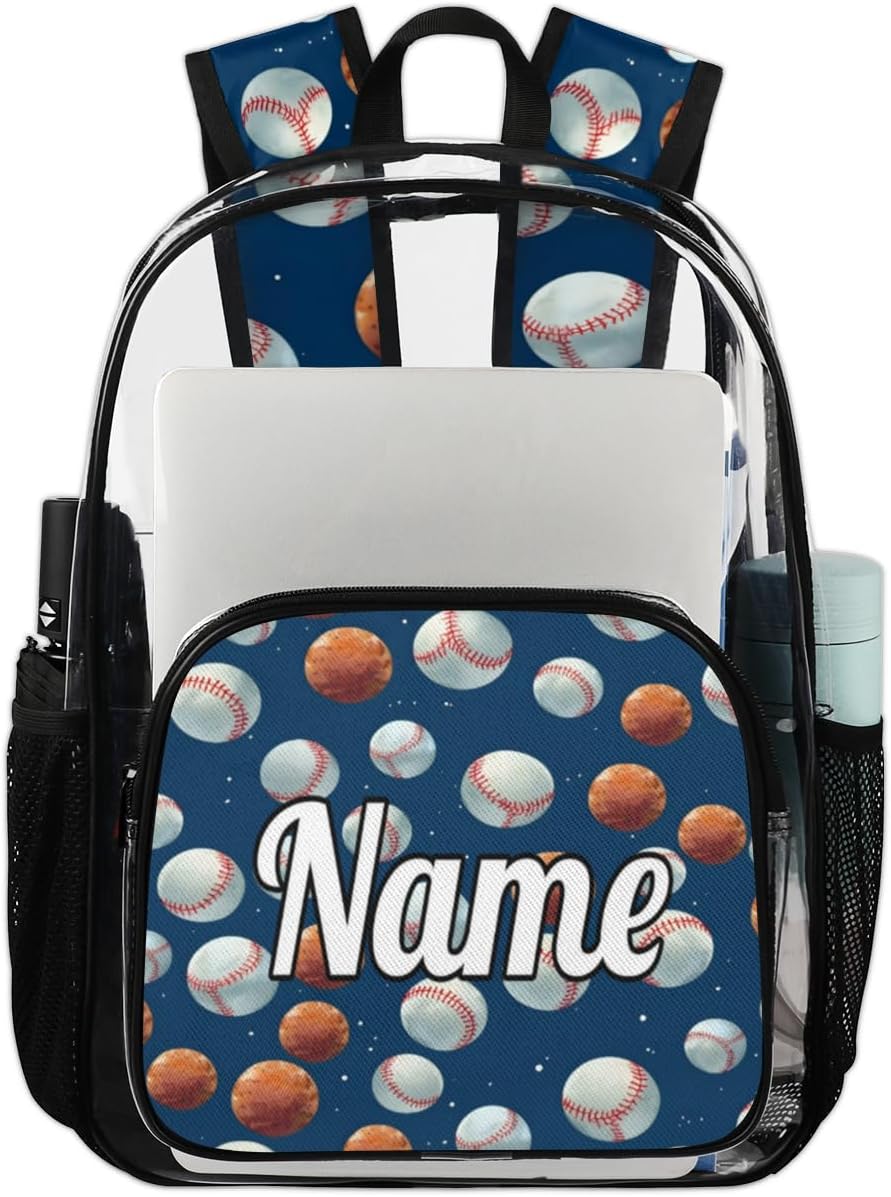 American Football Helmet Personalized Clear Backpack Custom Name Clear Bookbag PVC Heavy Duty Transparent Backpacks Travel Bag