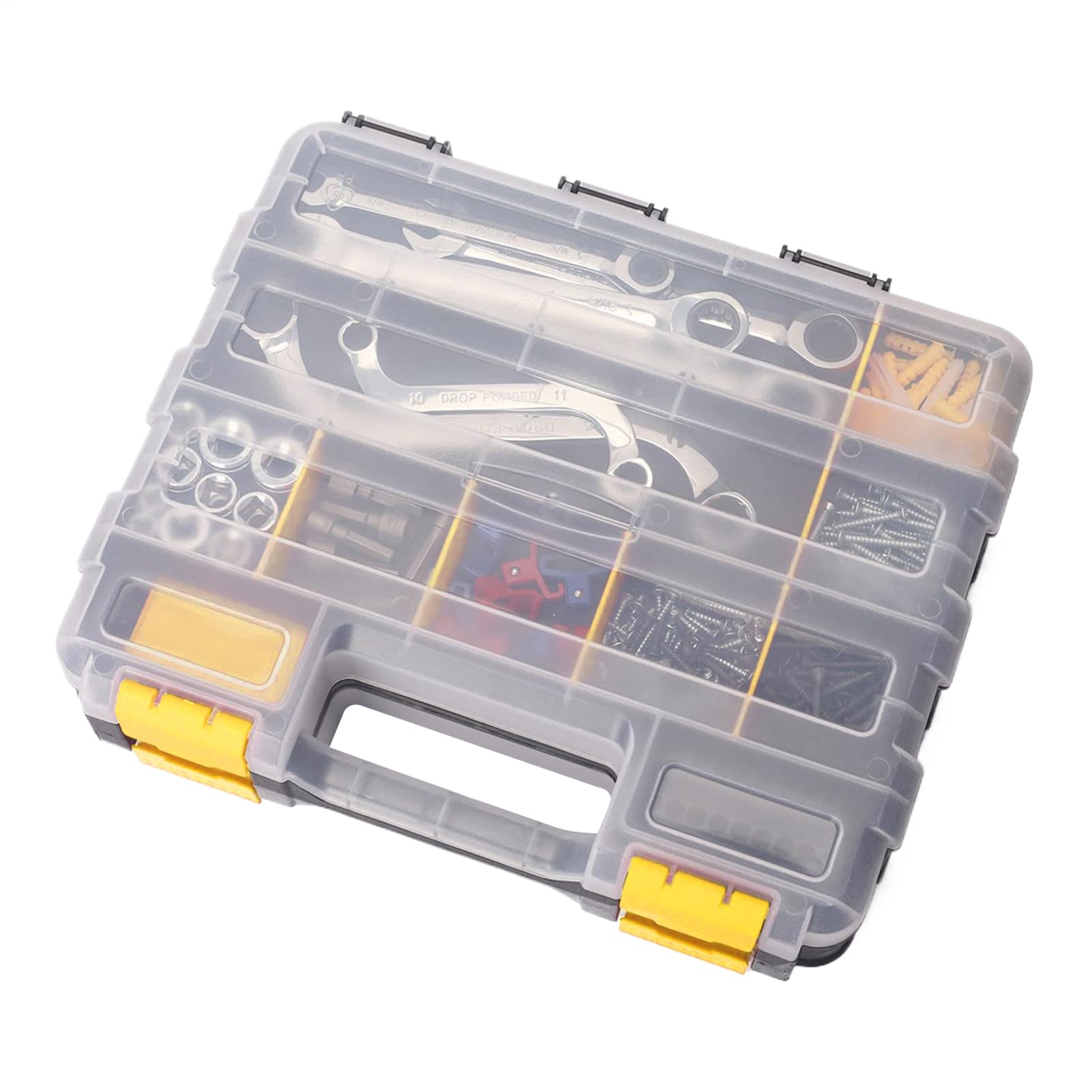 Boîte à outils portable transparente avec séparateurs amovibles pour vis et perles