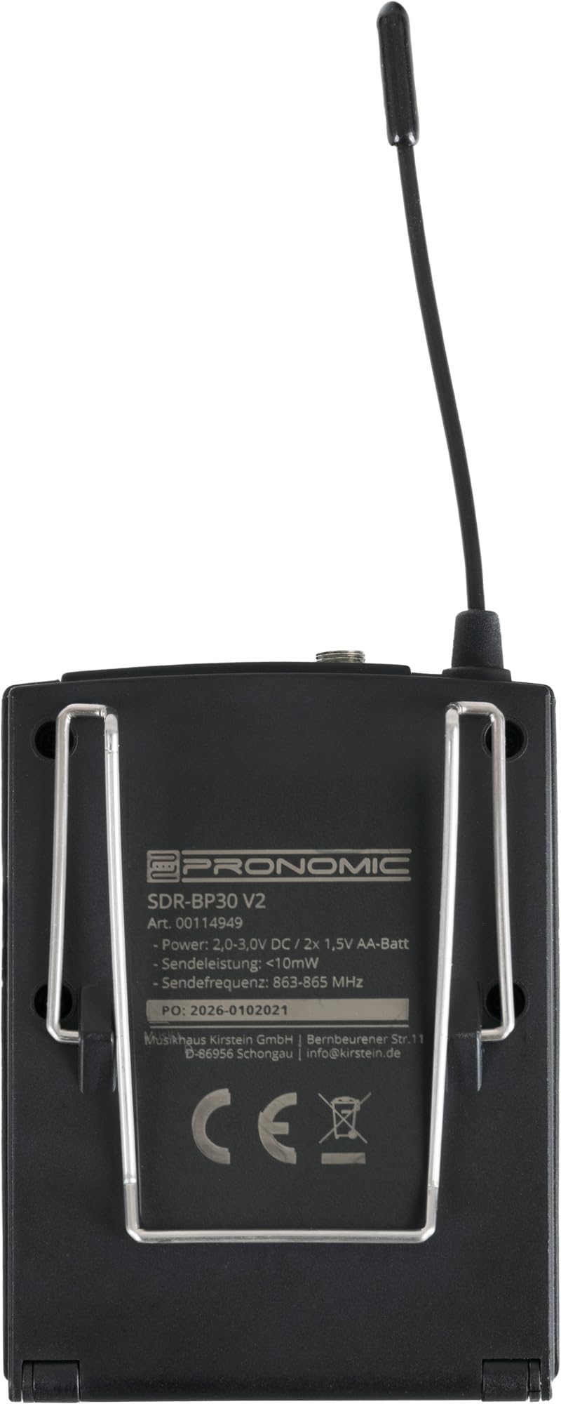 Pronomic Silent Disco V2 SDR BP30 Bodypack Receiver - Kabelloser Funkempfänger für Silent Disco und Events - 3-Kanal-Umschaltung - Gürtelclip - Kompatibel mit V2 System - Leicht und robust - Schwarz