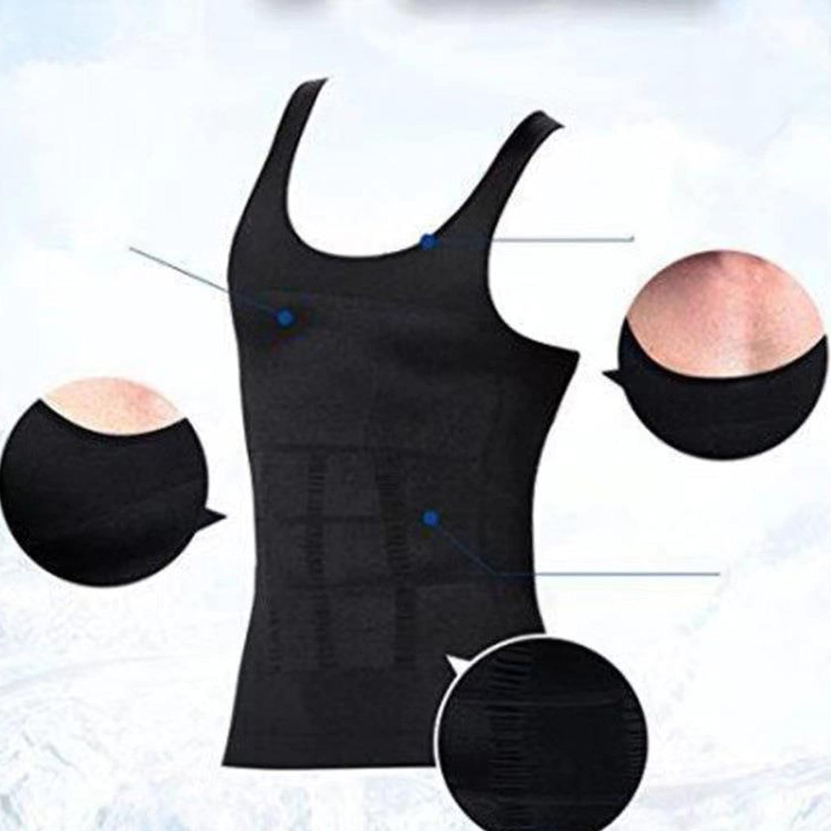 Herren bauchweg-Shapewear-kompressionshemden mit Rundhalsausschnitt – Enge Fitness-Body-Shaper-unterhemden für den Sport im fitnessstudio