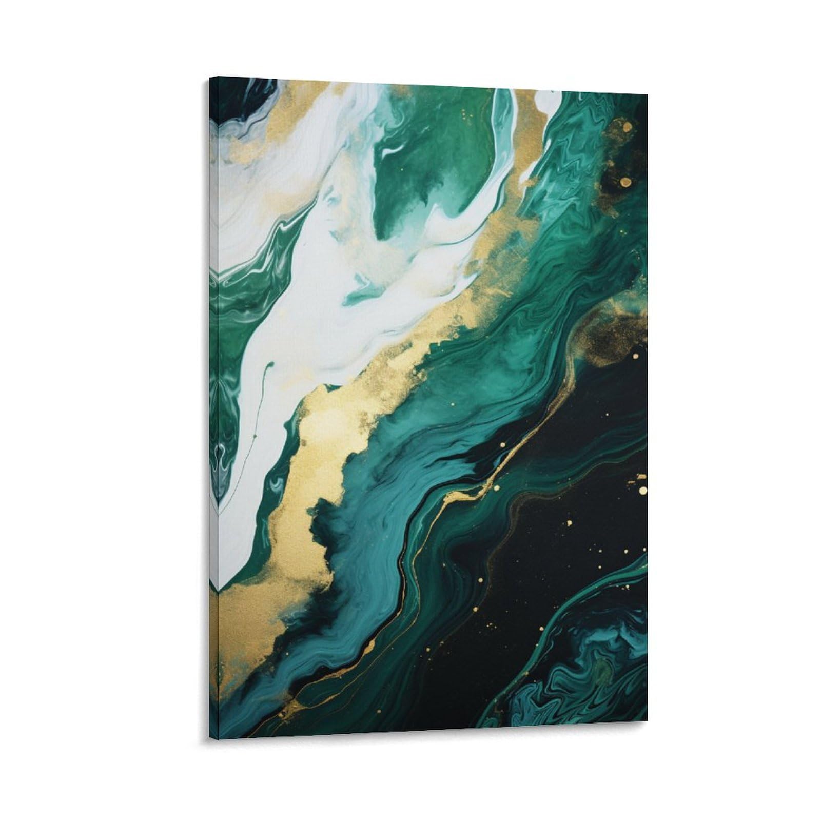 AYAROS Colorful Marble Canvas Wall Art for Bedroom Dark Green Abstract Textured Modern Style Wall Decor Poster for Room Aesthetic Framed 12x18 inch