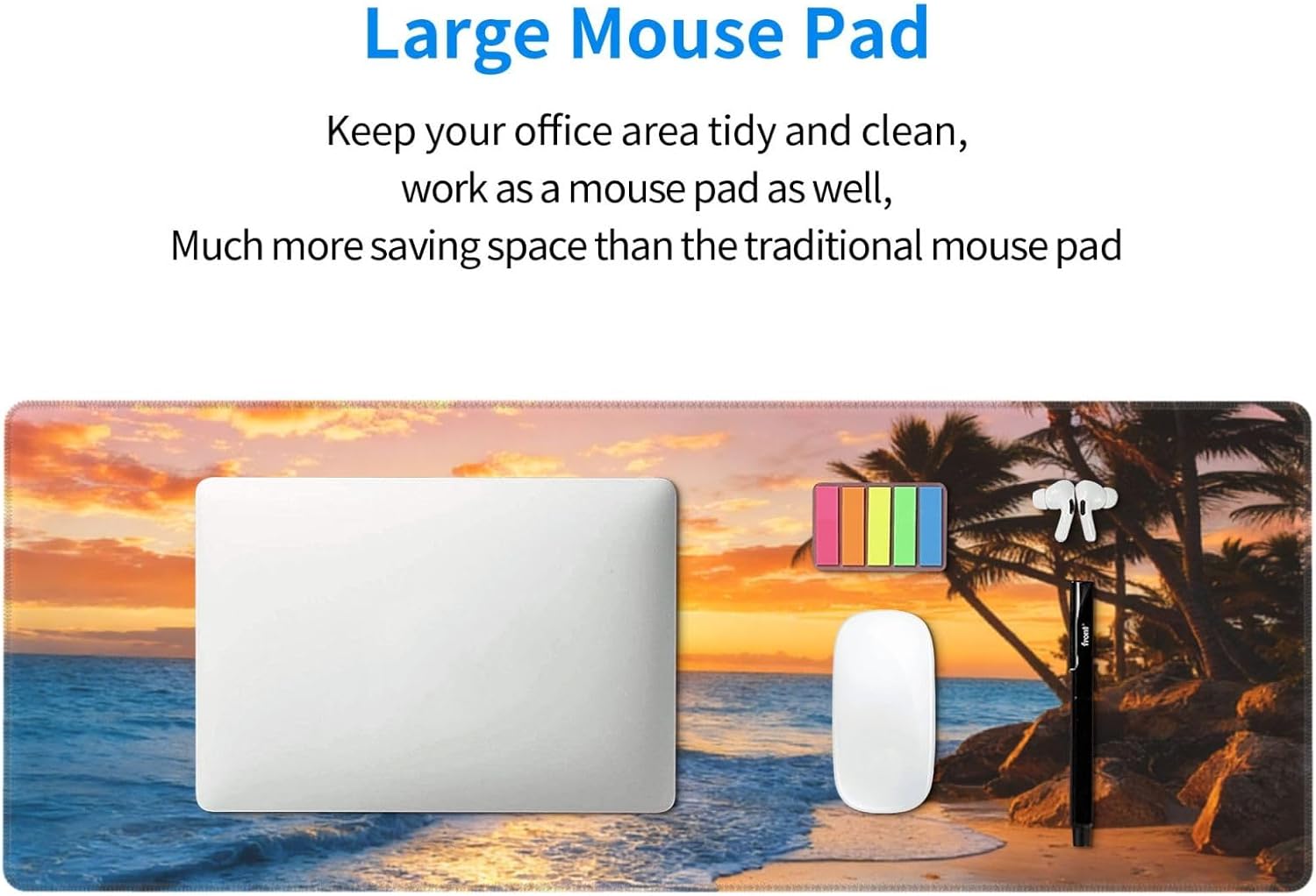 Sunset Beach Large Gaming Mouse Pad, Long Extended Full Floral Mouse Mat Desk Pad for Top Keyboard Table, Aesthetic Cute Big Stitched XL Mousepad Gifts for Women Office Decor, 31.5 * 11.8 in 7 61eeJM52mkL. AC SL1500