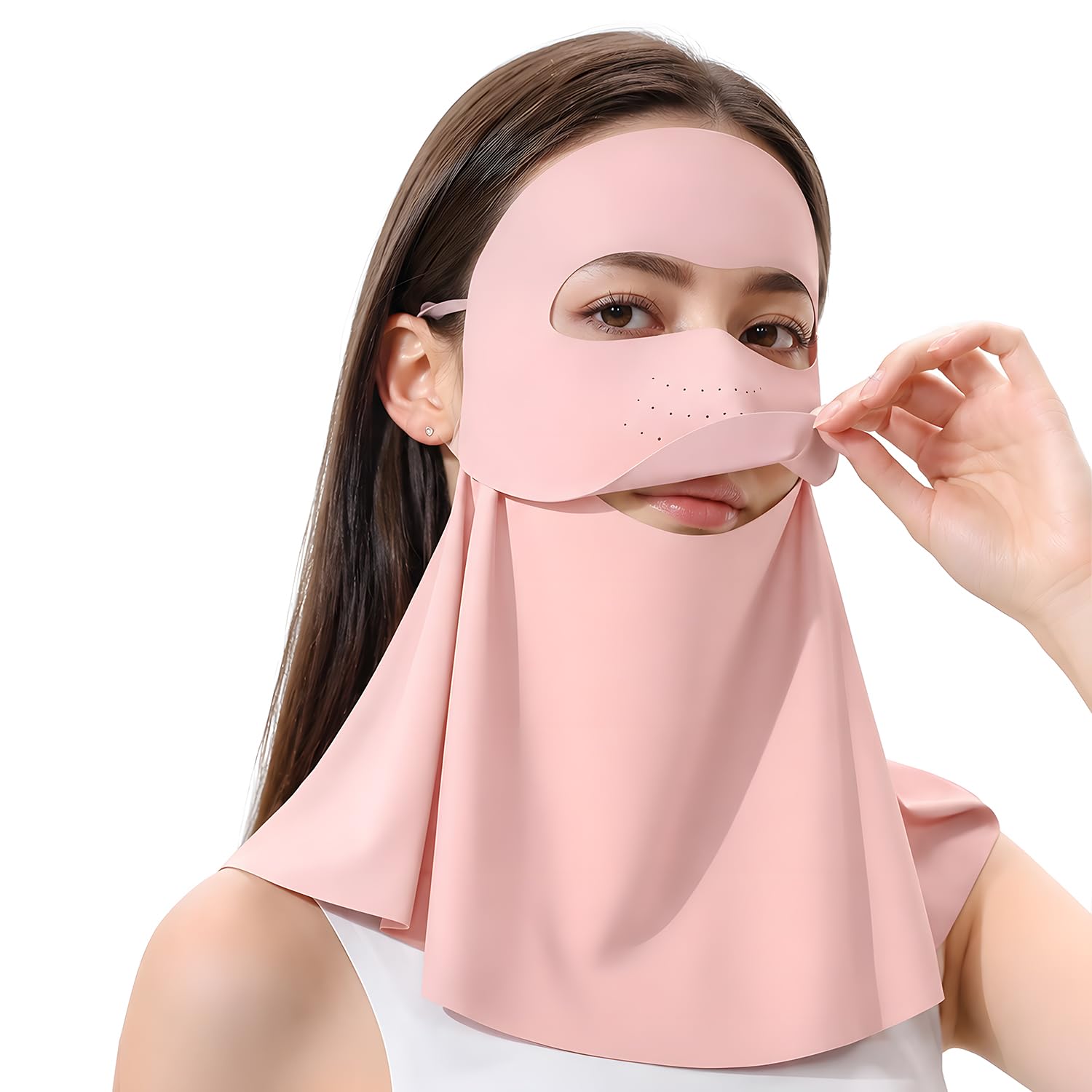 UV Protection Face Mask with a Mouth Opening, Face Mask for Sun Protection for Women Allows Drinking, Sun Protection Mask for Women, Cooling Face Scarf with Neck Cover & Adjustable Ear Loops-picture-19