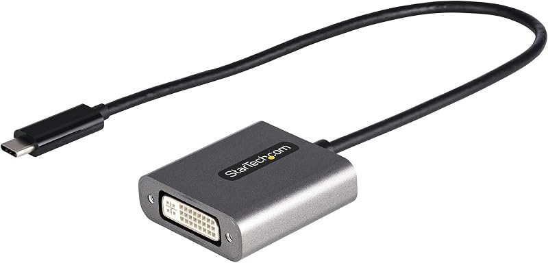Adaptador StarTech USB-C a DVI-D, 1920 x 1200, cable de 12 pulgadas (CDP2DVIEC) | Convertidor de vídeo de monitor USB-C a DVI-D, dongle, cable adjunto, compatible con Thunderbolt 3, dongle USB-C a DVI