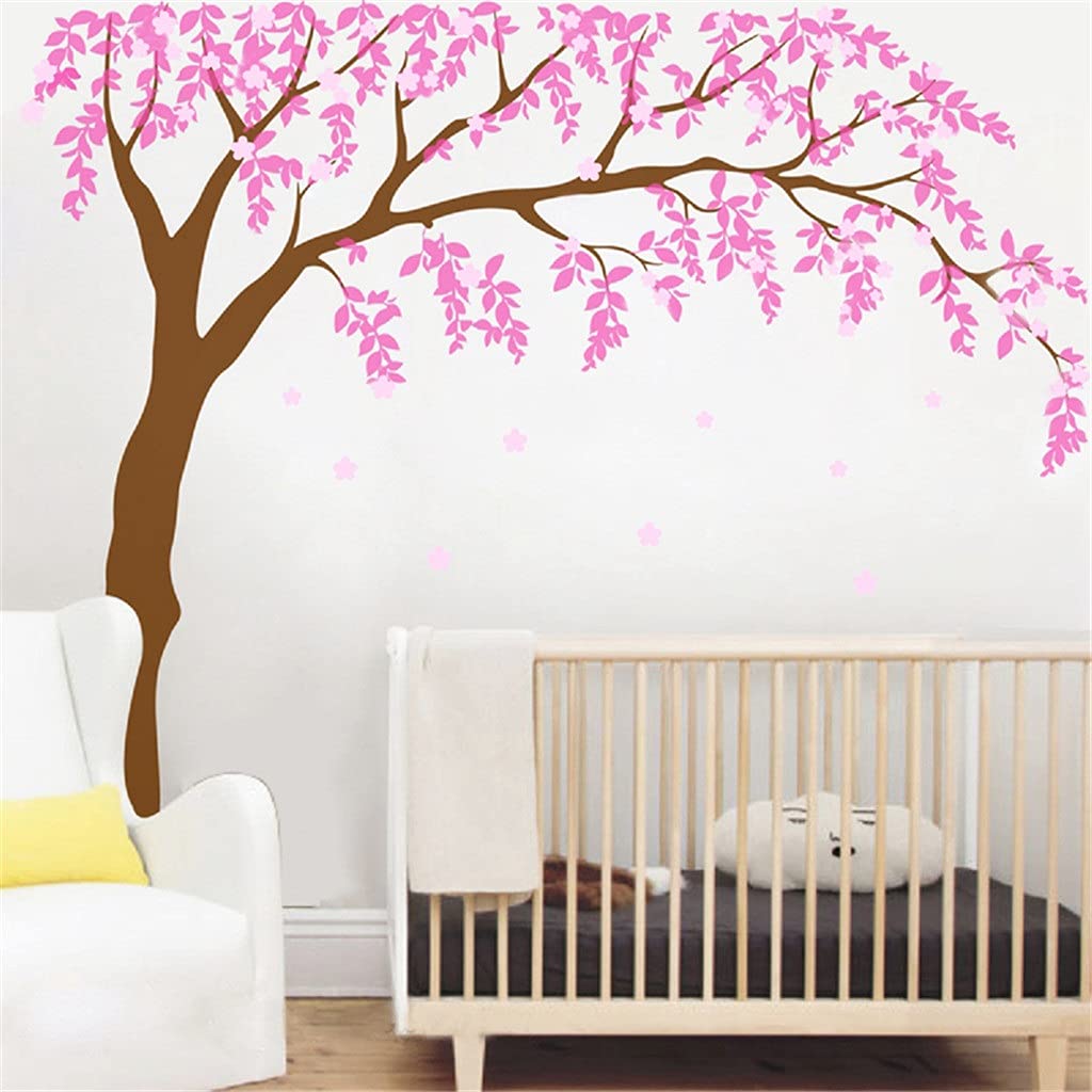 Décalque murale de la salle des filles motif arbre de cerisier couleur argent brillant