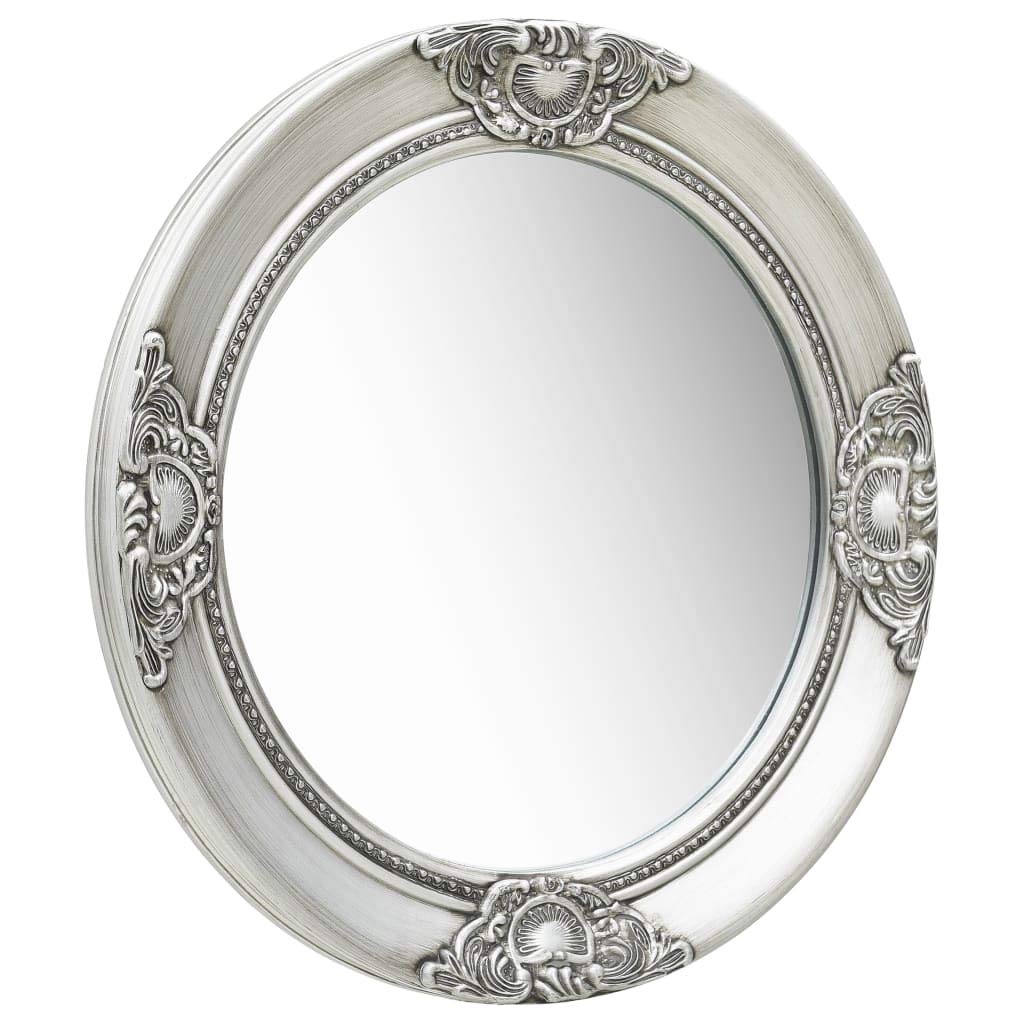 KGHFDVB Ornate Baroque Wall Mirror with Silver Wooden Frame, Antique Design with Bevelled Edge, Ready to Hang