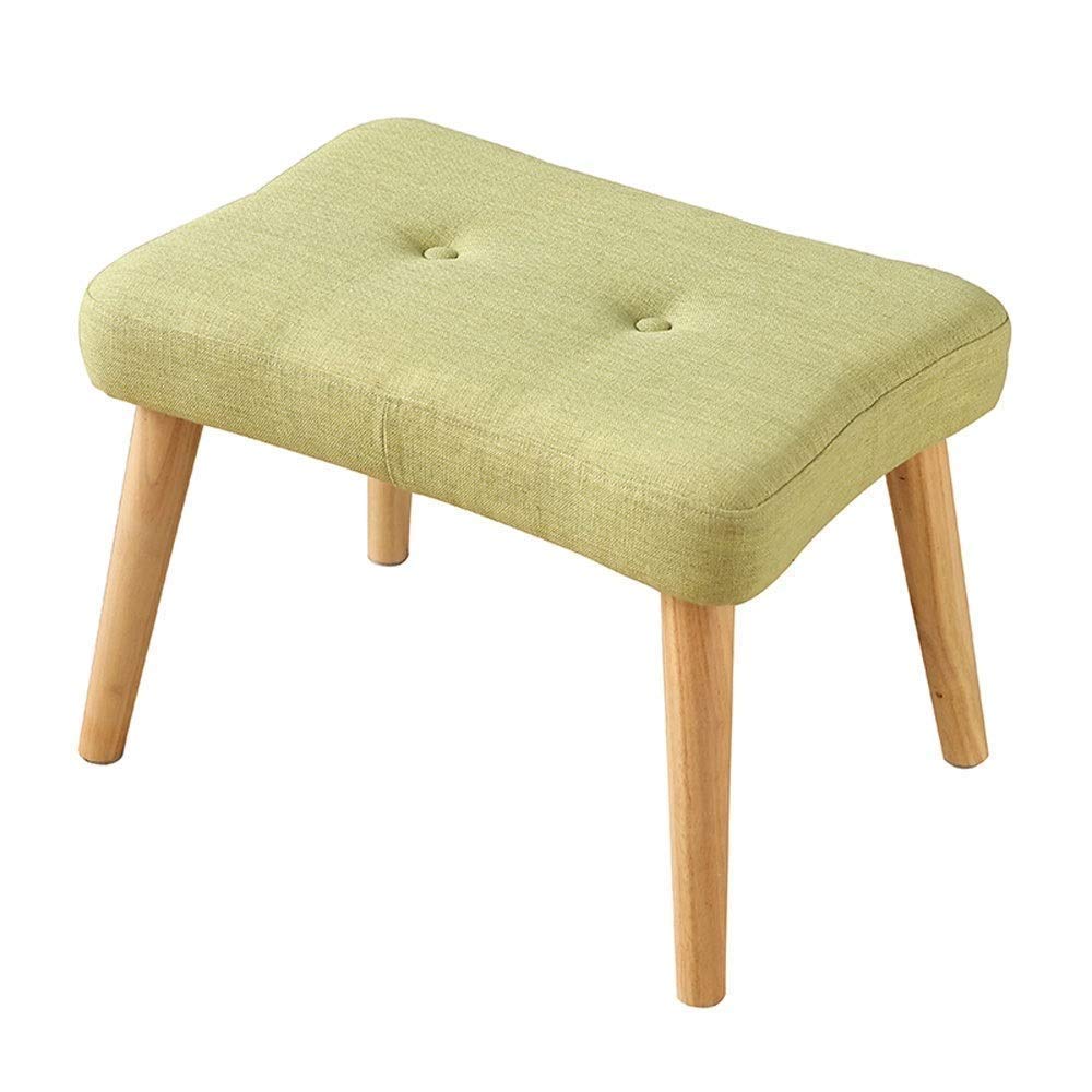 Repose-pieds en bois massif et pouf rectangulaire en tissu pour salon