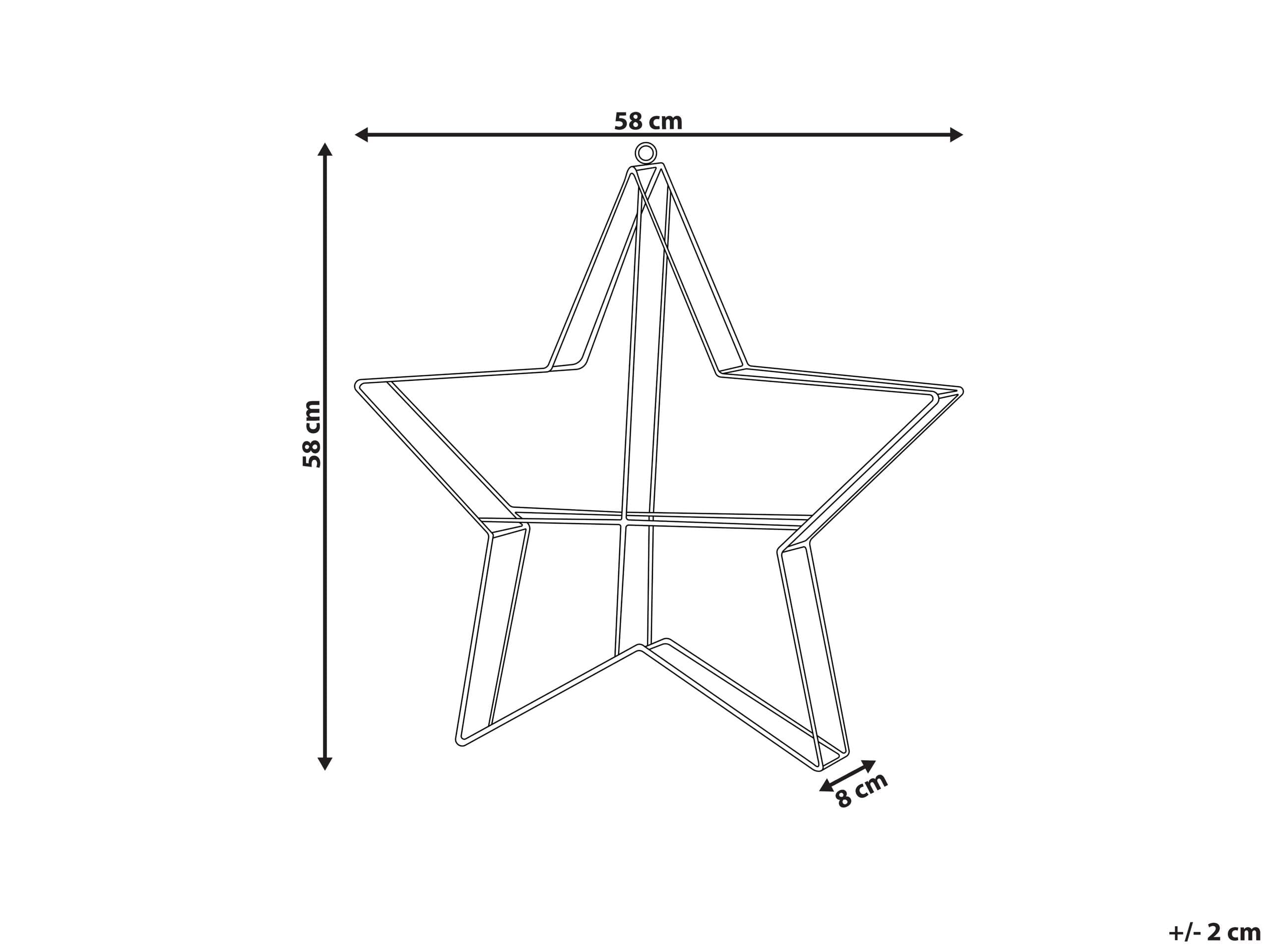 Beliani Étoile de Noël Décorative Suspendue LED 58 cm en Acier Argenté Kurula