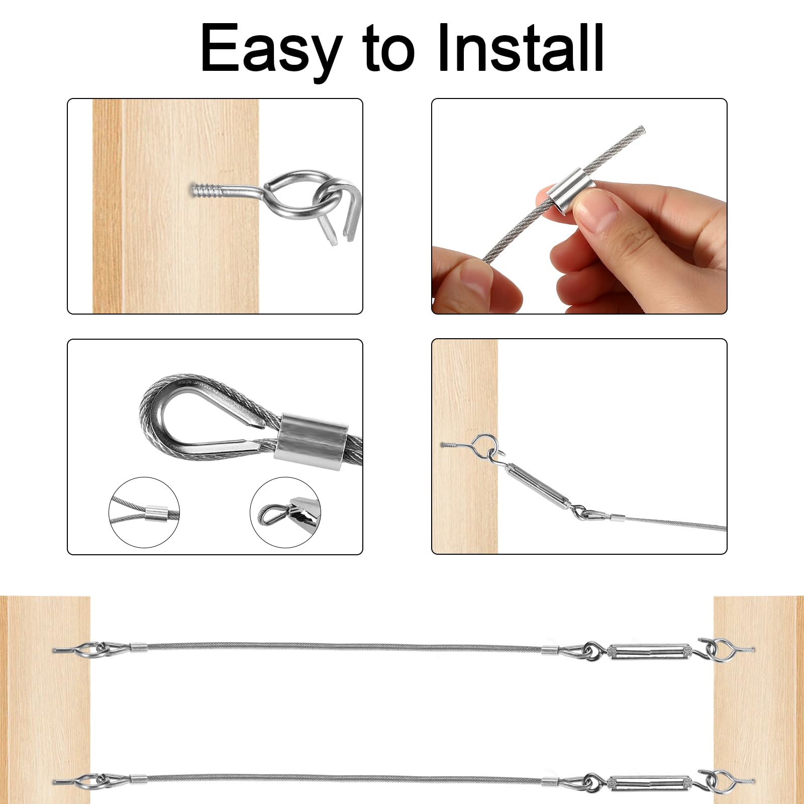 Set Cavo Acciaio Inox 30m Con Accessori - Per Piante Rampicanti, Stendibiancheria, Luci Esterne, Ø3mm - Foto 10