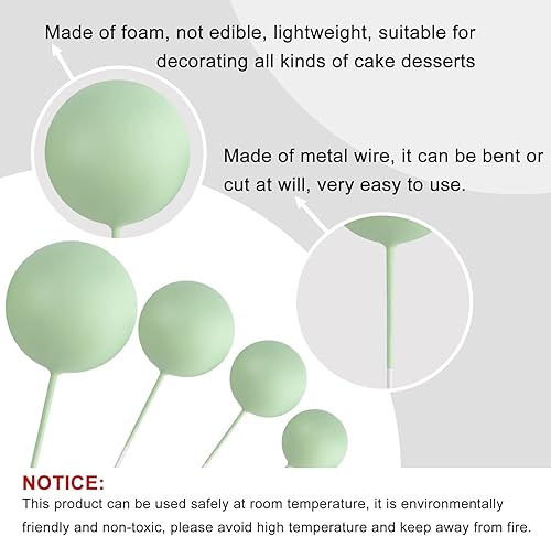 Miniatura 3 de ASTARON 32 Pcs Ball Cake Topper Decorations Mini Balloons Cake Topper Sticks Foam Balls Cake Picks Cake Topper Balls Cake Decorations for Wedding