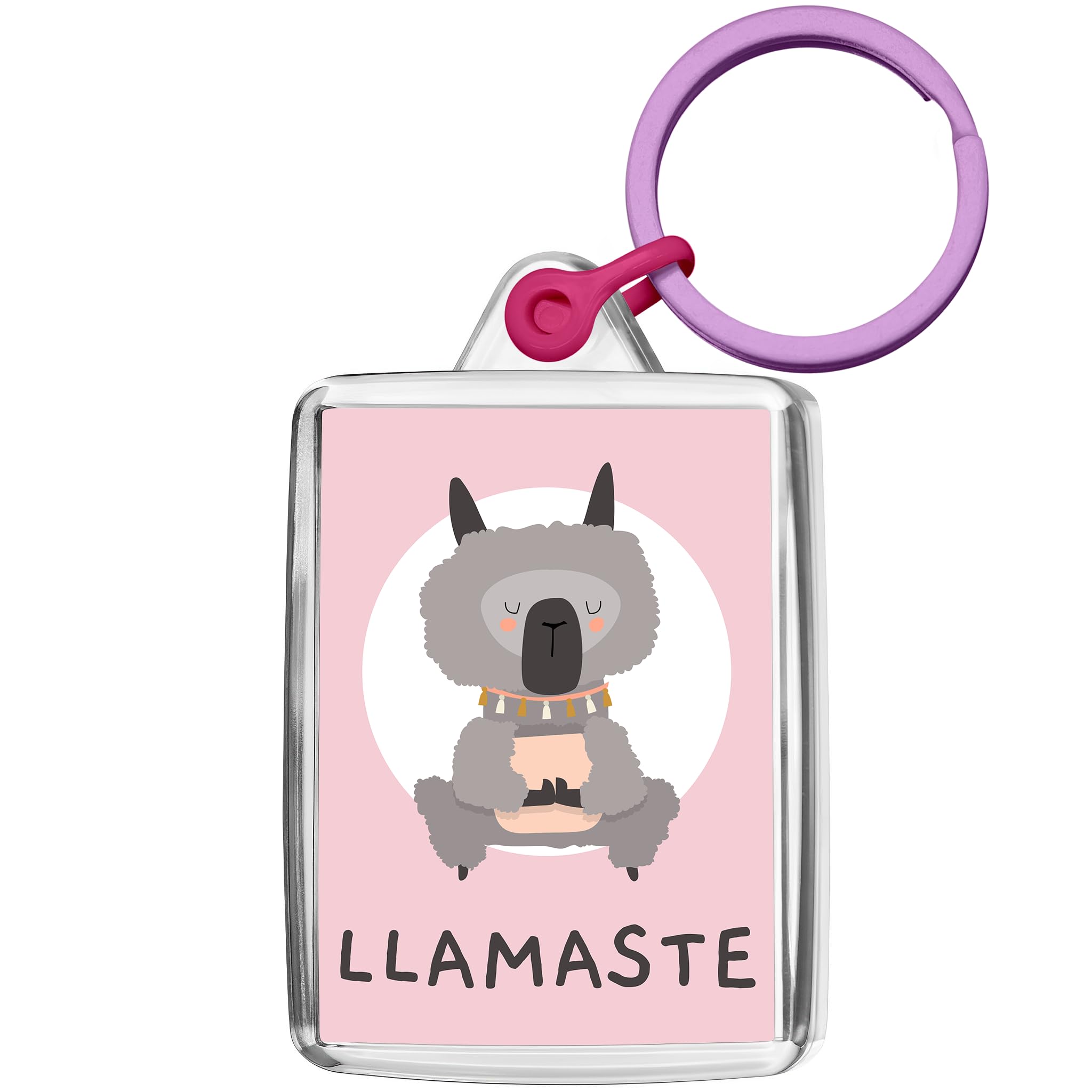 PixlyLlama Namaste Yoga Keyring Key Fob Llamaste Keychain Joke Keepsake Funny Gift for Him Her