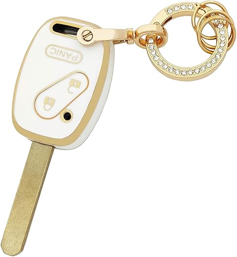 Funda de llavero para Honda con llavero de TPU suave para llave de coche para Honda AccordCivicCR-VFitOdysseyPilotCR-Z, Blanco