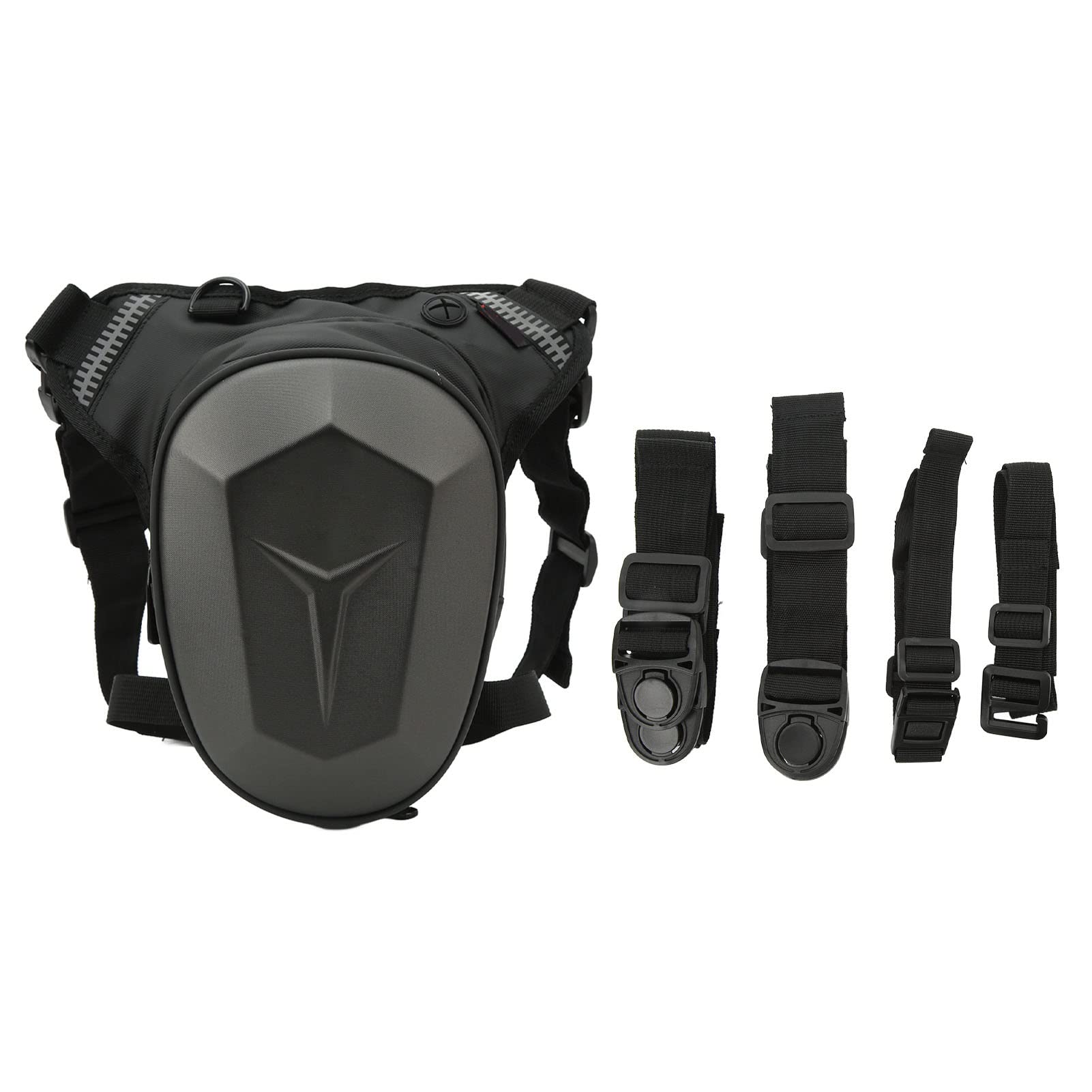 Sac de jambe réglable pour moto, sac de cuisse multifonction avec bande réfléchissante, sac banane étanche pour randonnée, voyage, pêche (gris)