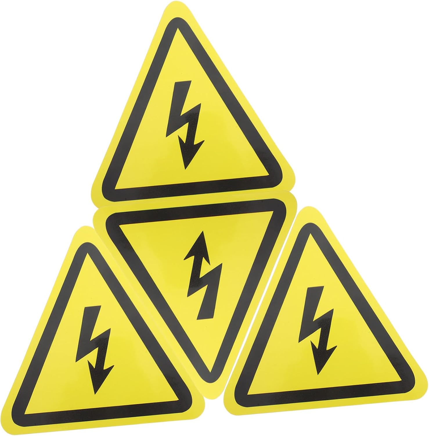 High Voltage Warning Stickers Yellow Triangle 4pcs for Labs