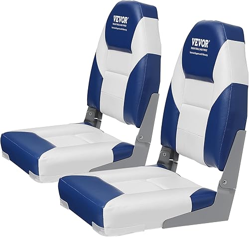 Miniatura 9 de VEVOR Asientos de barco, asiento de barco con respaldo alto de 21.85 pulgadas, silla de barco plegable con acolchado de esponja gruesa y bisagra,