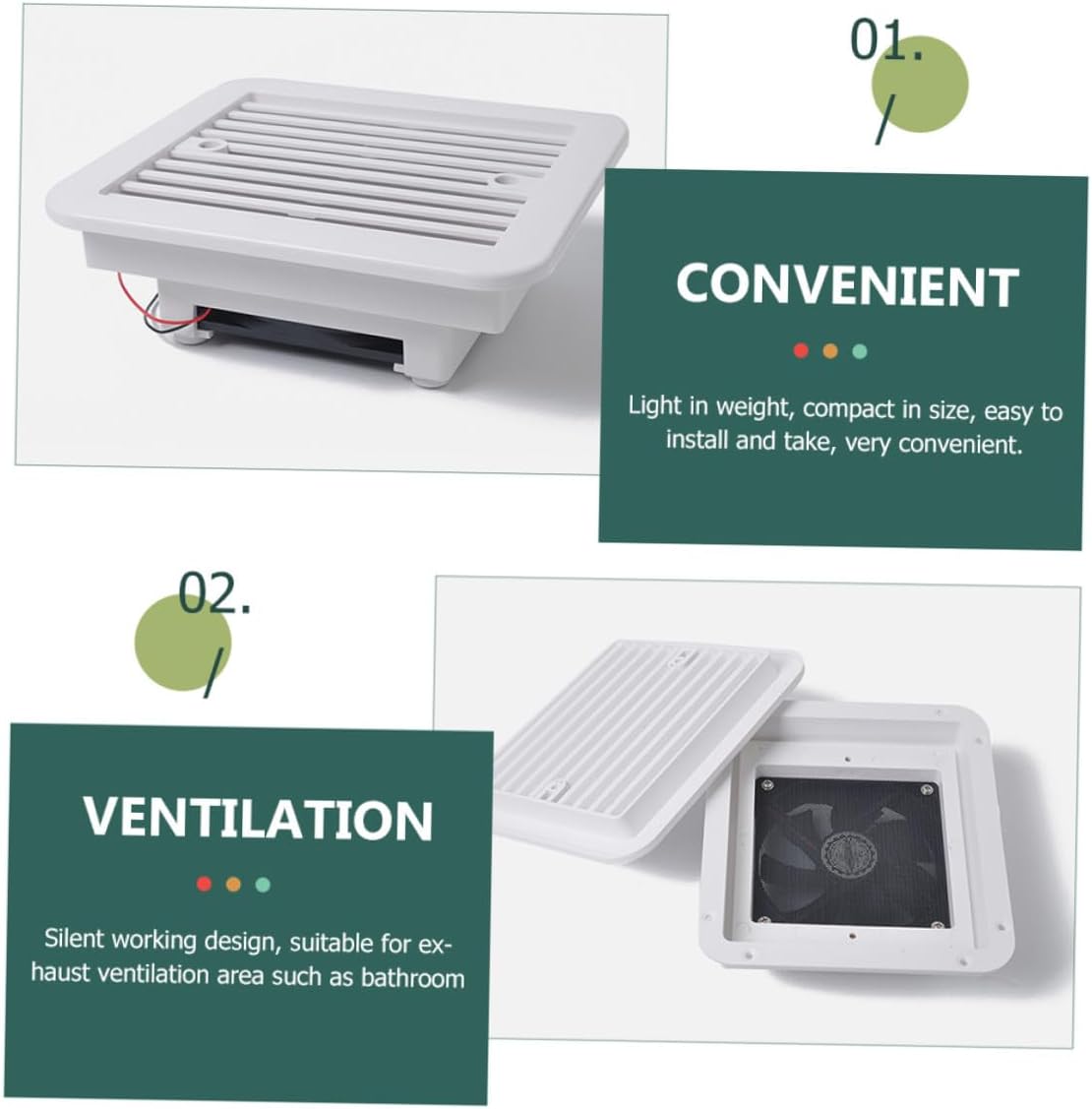 Ciieeo 12v 8-inch Rv Bathroom Ventilation Fan with Blades, Quiet Exhaust Outlet Fan for Camper Roof Ventilation and Air Exchange