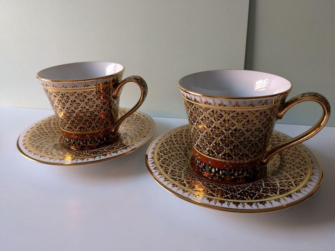 タイ ベンジャロン焼き カップアンドソーサー タイ王室御用達手書き