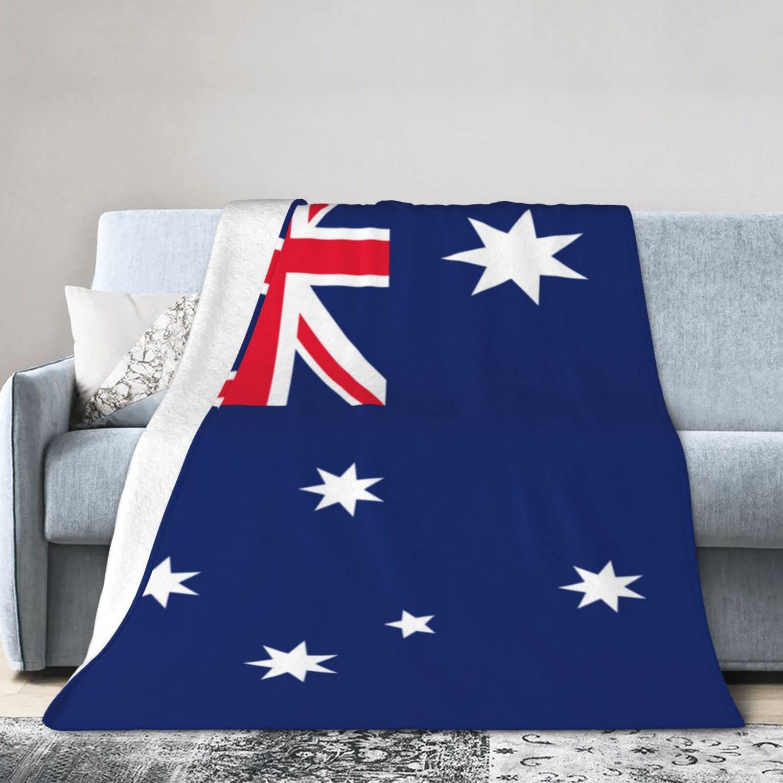 Melbrakin Australia Flag Blanket Throw Blanket Flannel Fleece Blanket Soft Fuzzy Lightweight Blanket For Sofa Bedroom Couch 80"X60"