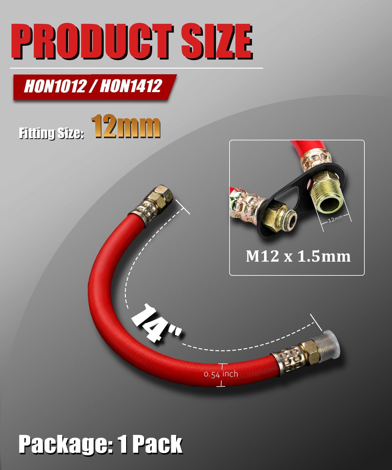 HON1012 12mm Oil Drain Hose Replacement, M12×1.5 14" Oil Change Hose Compatible with Honda GX240 GX270 GX340 GX360 GX390 GC160 Engines, Generator & Small Engine Use