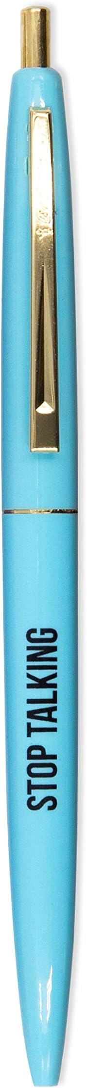 Get Bullish Stop Talking Pen in Mint with Black Lettering and Gold Accents - Funny Office Accessory