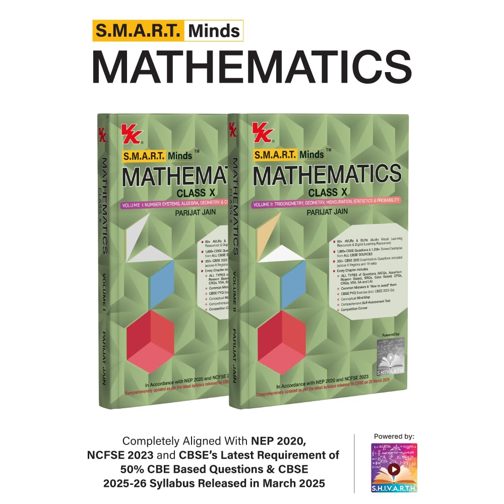 S.M.A.R.T. Minds Mathematics Textbook for CBSE Class 10th Vol 1 & 2 (with Audio Visual Learning Resources) by Parijat Jain (IIT Delhi & IIM Ahmedabad)