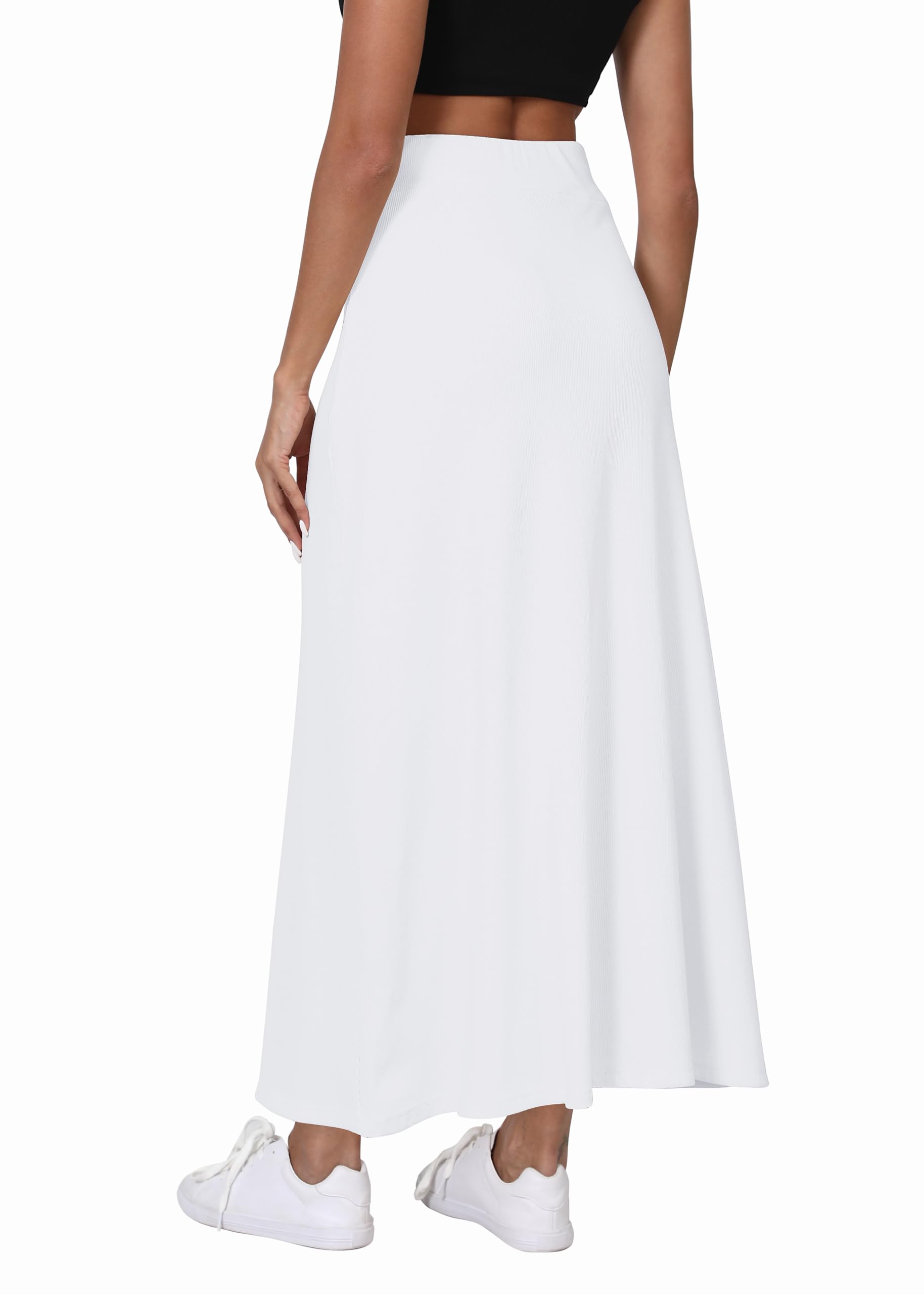 EXCHIC Femmes Confort Épaissie A Ligne Taille Haute Maxi Jupe Élastique Ceinture Tricotées Longues Jupes