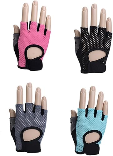 Miniatura 2 de NOLITOY Guantes de medio dedo para levantamiento de pesas para mujer, antideslizantes, de silicona, para entrenamiento, transpirables, absorben el