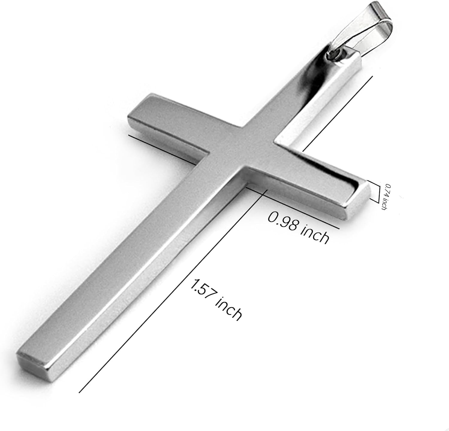 925 Sterling Silver Cross Simple Pendant Necklace for Men - Image 2
