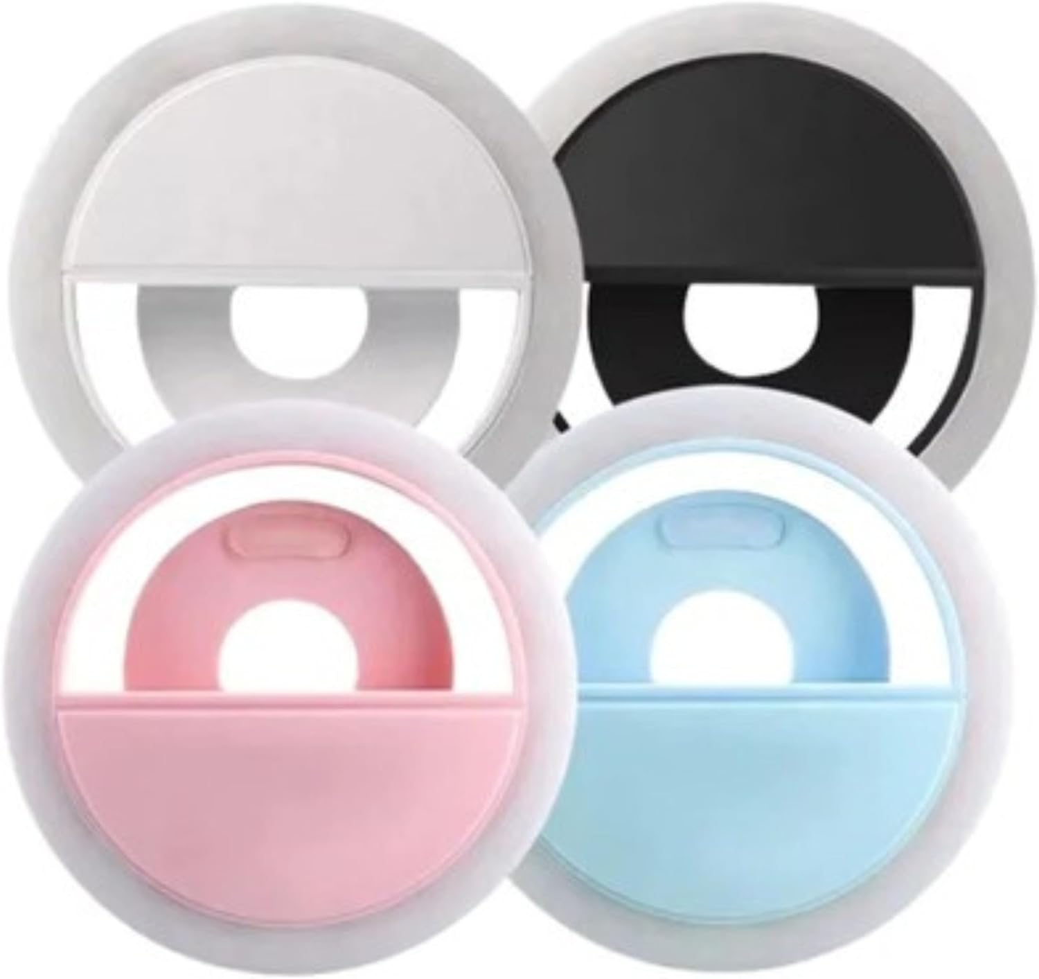 Mini Selfie Ring Light for Cell Phone Clip-on LED Light for Phone Tablet Laptop Camera Video Lighting Rechargeable 3 Adjustable Light Levels (White) (White)