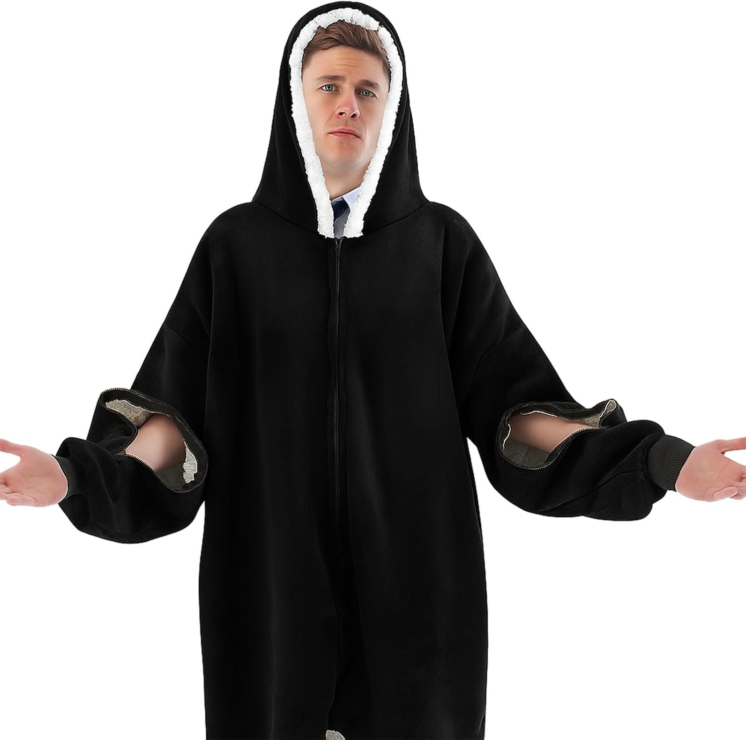 Dialysis Clothing Sweatshirts with Arm Zipper, Flannel Fleece Oversized Wearable Blanket, Gifts for Dialysis Patients