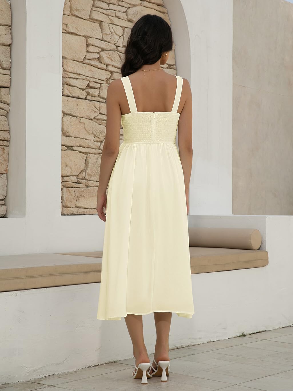 Women's Floral Corset Dress 2025 Summer Sleeveless A Line Bustier Midi Milkmaid Dress Flowy Cottagecore Sundresses - Image 4