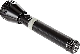 Geepas Gfl51030N Rechargeable Led Flashlight - 1800 Meters Range & High Beam Light | 2 Hours Working With 3000Mah Battery | Ideal For Trekking, Camping, Power Cuts & More, Black