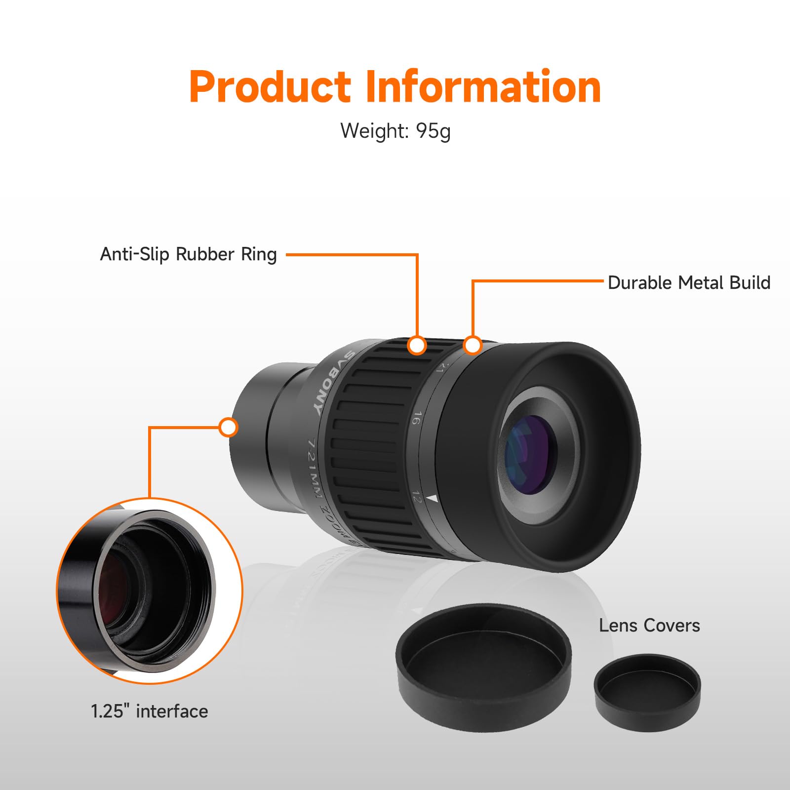 Amazon.com : SVBONY SV135 1.25” Zoom Eyepiece, Zoom 7 to 21mm
