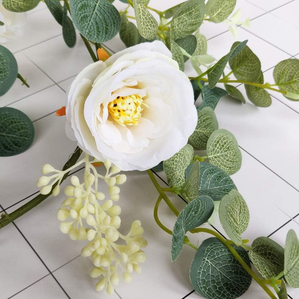 人工 植物 装飾 花輪 6個 ユーカリ 的な花の