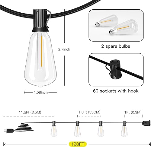 Miniatura 6 de OHLUX Guirnalda de luces de 120 pies+360 W Smart String Lights Dimmer