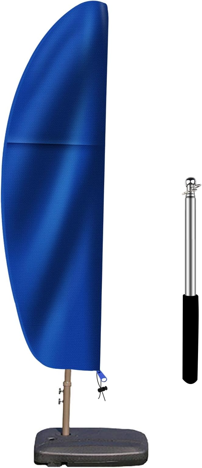 Patio Cantilever Umbrella Covers for Outdoor: Waterproof Offset Umbrella Cover Banana Style with Zipper fits 9FT to 14FT, Blue
