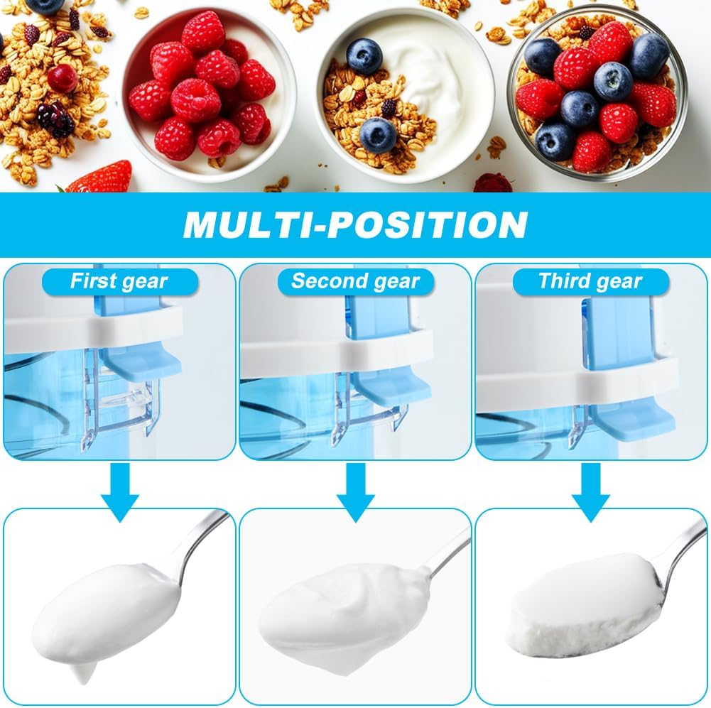 Greek Yogurt Strainer with Lid, 3-Level Adjustable Pressure & 225-Micron Ultra-Fine Mesh, ABS+PP Yogurt Maker for Thick Creamy Homemade Yogurt, Holds Up to 450g/1lb Yogurt (15x14x15cm)