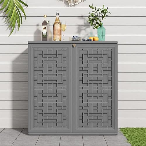 Miniatura 2 de KINYING Armario de almacenamiento para exteriores, impermeable, caja de cubierta de resina de 62 galones para cojines de muebles de patio,