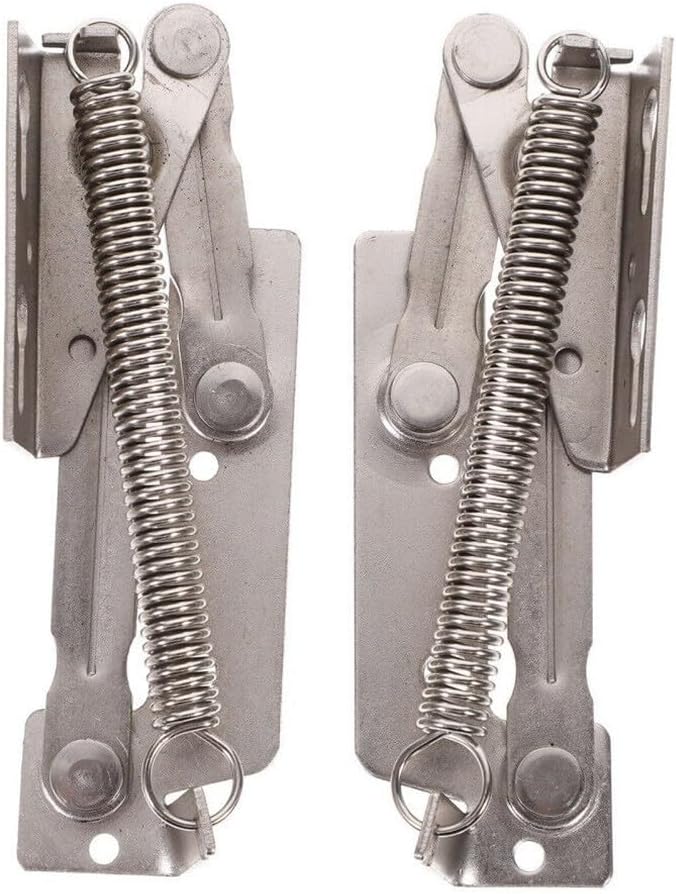 Steel Lift-Up Hinge Flap Support for Cabinet, Sofa, and Bed Lid Applications – 240N Spring, 80° Maximum Opening Angle, Adjustable Opening, Silver Finish