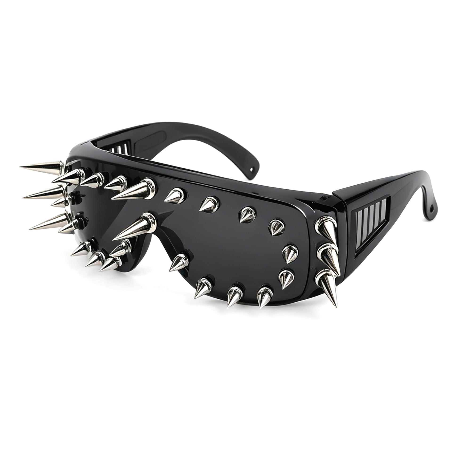 Punk Spike Sunglasses for Men and Women, Long Spikes Metal Rivets Steampunk Gothic Shades for Cosplay Halloween Party